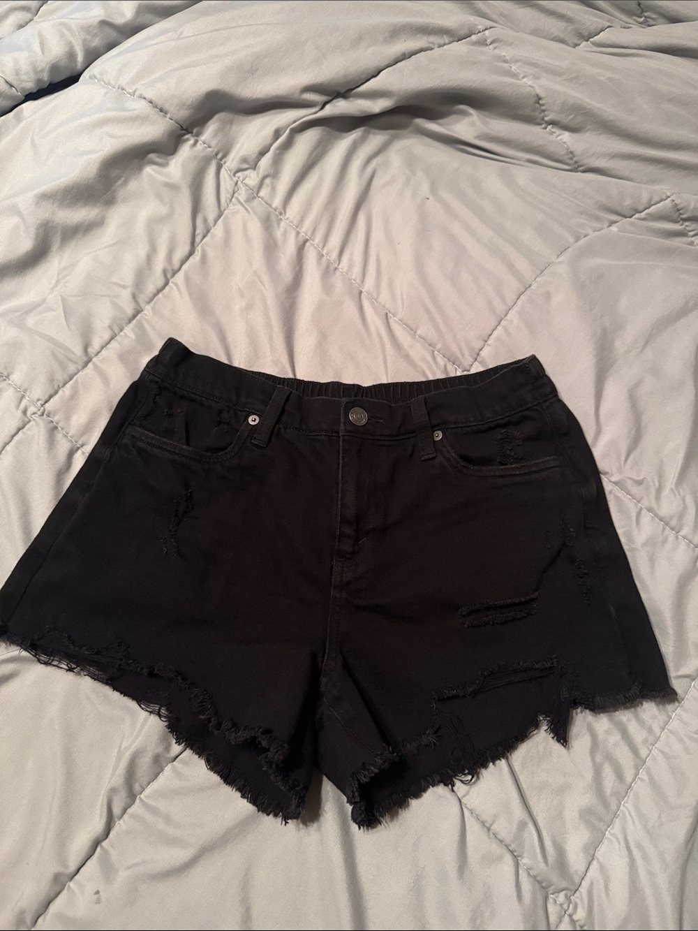 Aerie Women's Black Distressed Denim Shorts